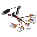 5X 3.7V 300mAh Lipo Battery with Charging Cable for Eachine H8C H8W Mini RC Drone