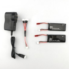 Hubsan H502S H502E RC Drone Spare Parts 2 x 7.4V 15C 610mAh Battery & Charger Set