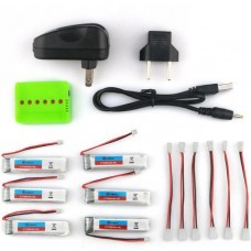 6X Eachine 3.7V 200mah 30C Lipo Battery With Charger for Blade Inductrix Tiny Whoop RC Drone