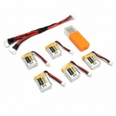 5PCS Eachine E010 E010C 3.7V 150MAH 45C Upgrade Battery USB Charger Set RC Drone Spare Parts