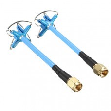 1 Pair Aomway 5.8GHz 3dBi LHCP Omnidirectional 4 Leaf Clover FPV Antenna Blue/Red With Canopy Case