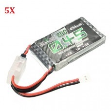 5X Charsoon 2S 7.4V 450mAh 25C Lipo Battery with Battery Strap for Eachine Fatbee FB90 EX120