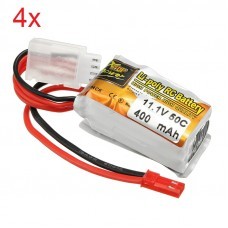 4 X ZOP Power 11.1V 400mAh 3S 50C Lipo Battery JST Plug