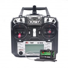Flysky FS-TM10 2.4G 10CH AFHDS RC Transmitter Black With FS A8S / IA10B /IA6B Receiver 