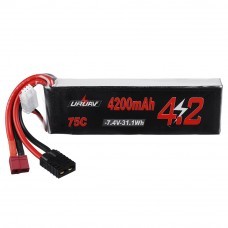URUAV 7.4V 4200mAh 75C 2S Lipo Battery T Deans TRX Plug for RC Car