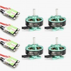 4X Racerstar Racing Edition 1103 BR1103 6500KV 1-2S Motor Green + 4X RS6A V2 Blheli_S ESC D-shot