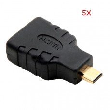 5PCS HD Port 1.4 Micro HD Port-D Male to Standard HD Port-A Female Connector Adapter Support 3D WiFi