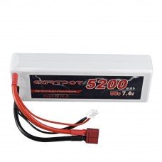 GARTPOT 7.4V 5200mAh 50C 2S lipo Battery With T Plug for RC Car