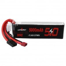 URUAV 7.4V 5000mAh 80C 2S Lipo Battery T Deans TRX Plug for RC Car
