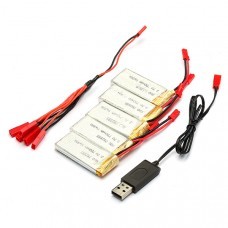 5 x 750mAh Battery & USB Charging Cable Set for JJRC H12C-5 H12W JXD 509G 509V RC Drone