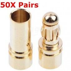 3.5mm Gold Bullet Banana Connector Plug For ESC Battery Motor 50 Pairs