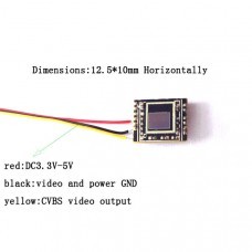 FPV 1/3 Inch HD B/W CMOS 600TVL Mini Camera Module PAL Horizontally