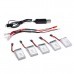 H107C-002 5x3.7V 240mAh Battery 2 to 5 Cable USB Charging Cable