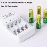 4X AA 1000Mah Battery + Charger For Hubsan X4 H107D Transmitter