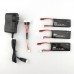 Hubsan H502S H502E RC Drone Spare Parts 3 x 7.4V 15C 610mAh Battery & Charger Set