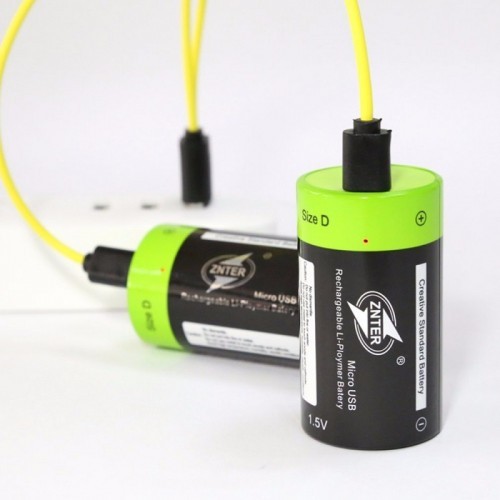2Pcs ZNTER 1.5V 6000mAh USB Rechargeable D Size Battery Lithium Polymer
