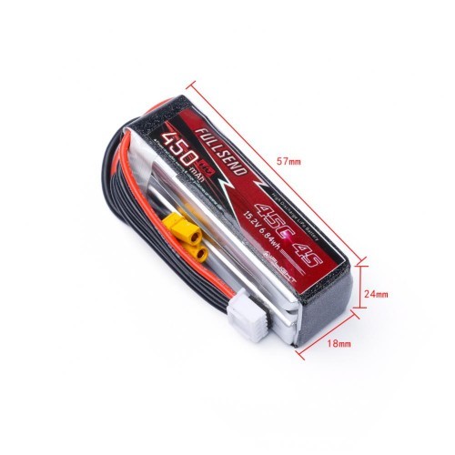 FULLSEND 15.2V 4S 450mAh HV 45C Lipo Battery XT30 Plug for RC Drone FPV ...