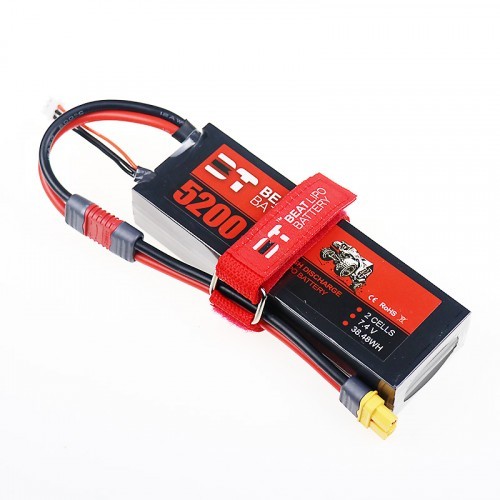 BT BEAT 7.4V 5200mAh 65C 2S Lipo Battery T Plug with XT60 Plug Adapter ...