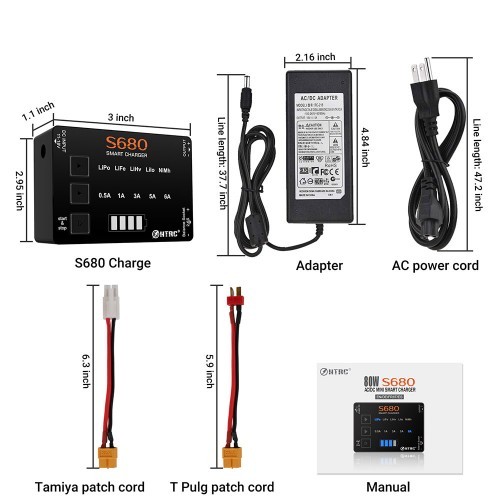 HTRC S680 80W 6A AC to DC Mini RC LiPo Charger For 16s Lipo/LiFe/LiHv/Lilon/115S Nimh Battery