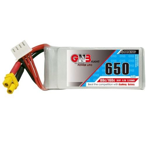 Batteria Lipo 3 Celle 11.1V 650mAh 80C con Connettore XT30 RC